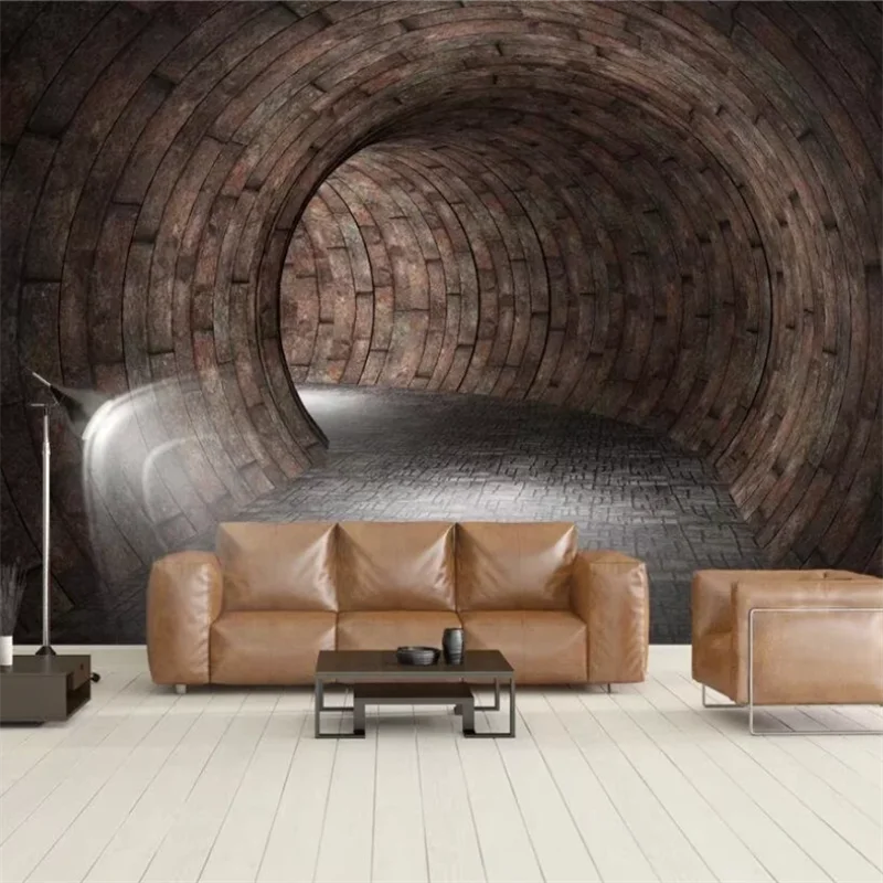 

Обои на заказ, 3D фреска, простое трехмерное пространство, геометрическое здание, гостиная, спальня, золотой туннель времени, современная мода