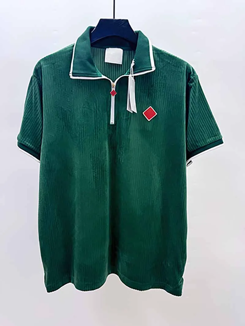 

Top Version Casinoblank Morocco Patched Women Men Cotton Shirts Shorts Set T shirt Turn Down Collar Shirts Half Zipper Polo