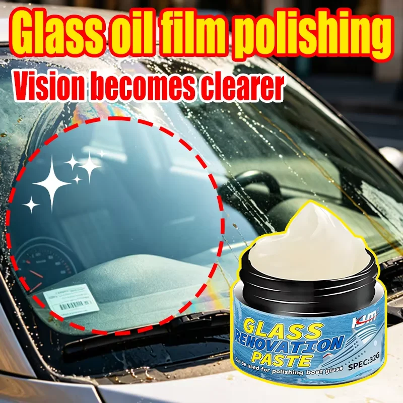 KJM 32G Marine Auto Glass Renovation Paste Hydrophobic Oil Film Remover Polishing Wax for Boat Car Windshield