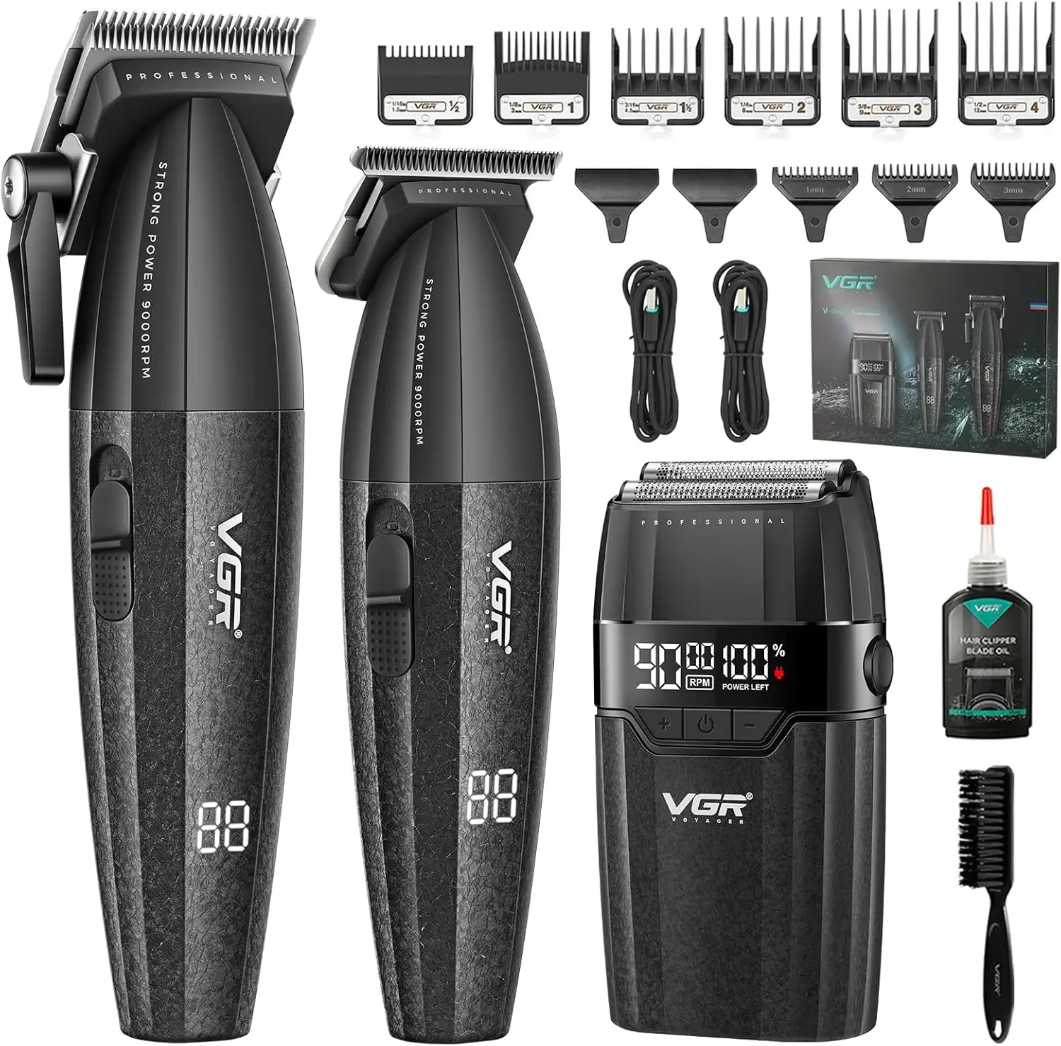 

VGR 640S3 Professional 3 in 1 Hair Cutting Kit, 9000RPM Hair Clippers for Men Professional Hair Trimmer & Foil Shavers Set, Cord