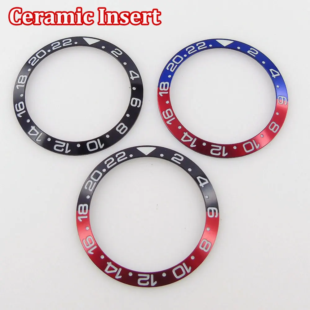 Ceramic Bezel Insert Sloped GMT Watch Ring Accessories for 40mm Automatic Men's Watch 24 Hours 38mm/30.6mm Spare Parts