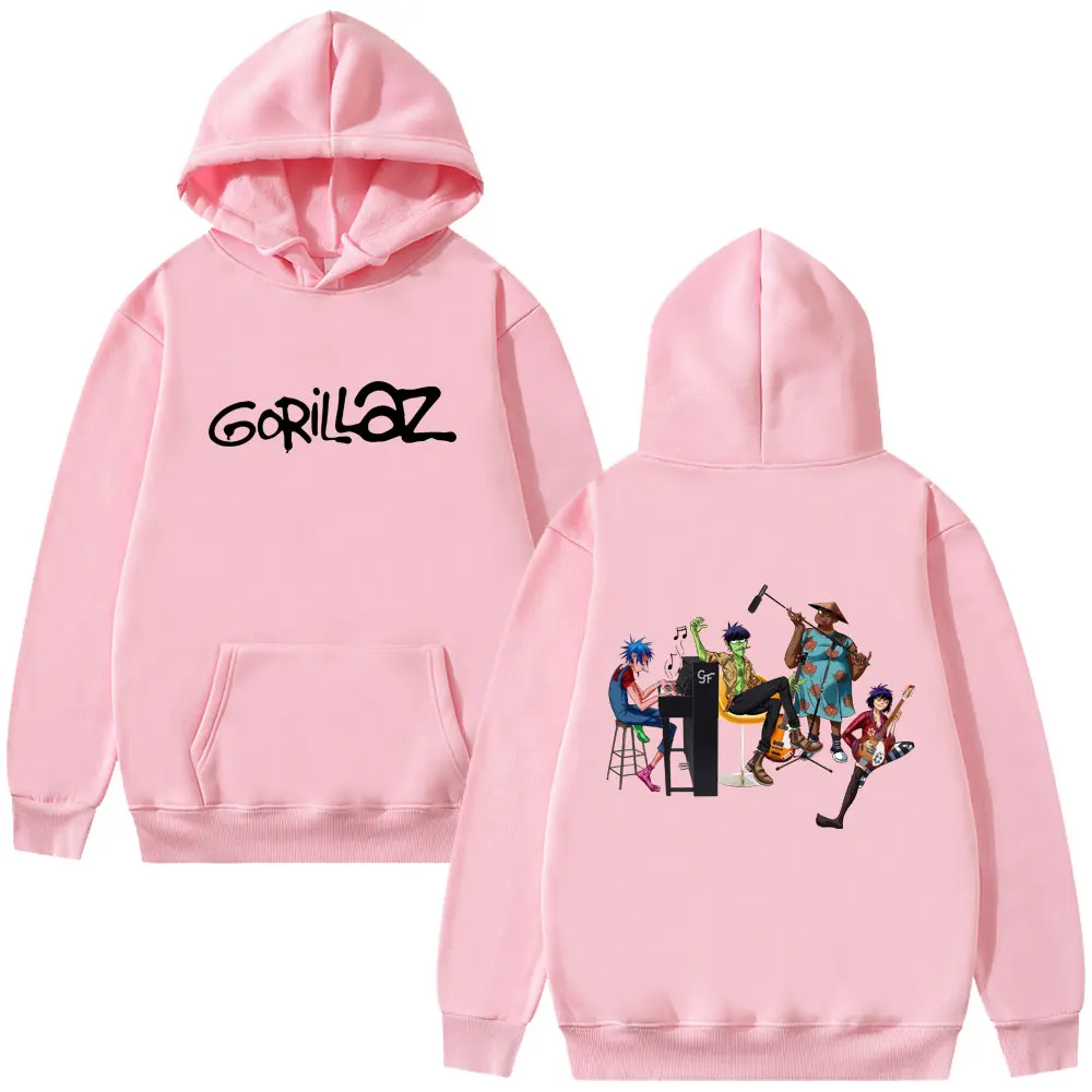 Rock Band Gorillaz Hoodie Male Vintage Oversized Pullover Men Women Hip Hop Gothic Retro Streetwear Men's Casual Fleece Hoodies