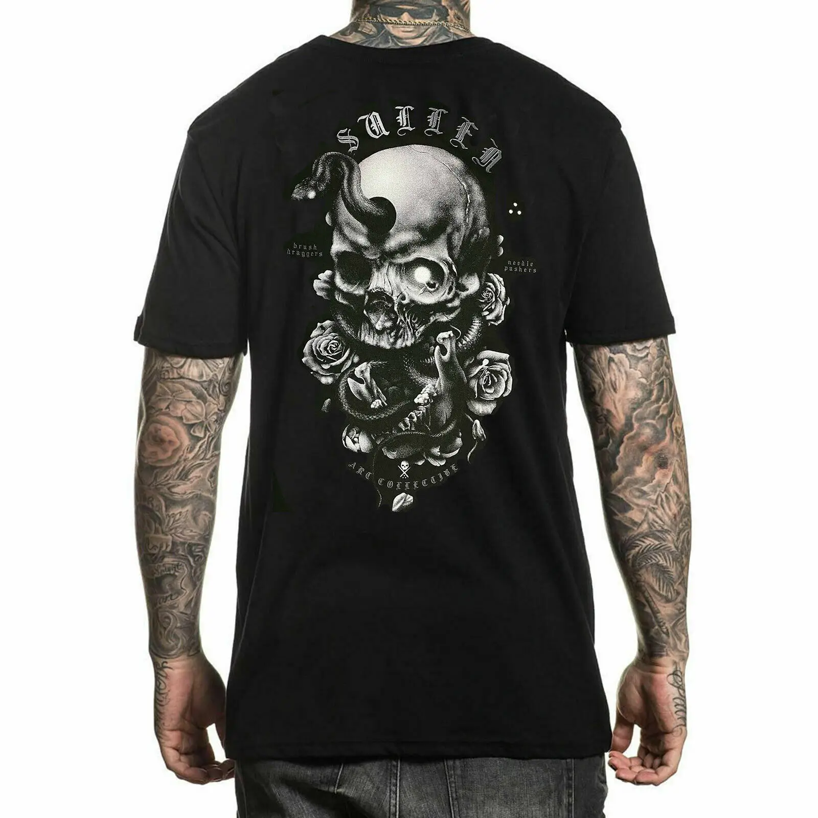 Sullen Niclas Serpent Skull Snakes Flowers Tattoos Artist Urban T Shirt SCM2974