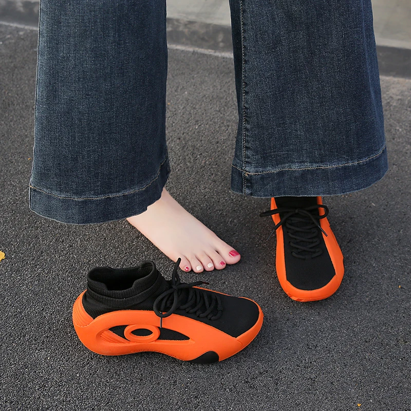 

Breathable Knit Platform Sneakers for Women 7.5cm Thick Sole Comfortable Walking Shoes Non Slip Fashion Athletic Footwear