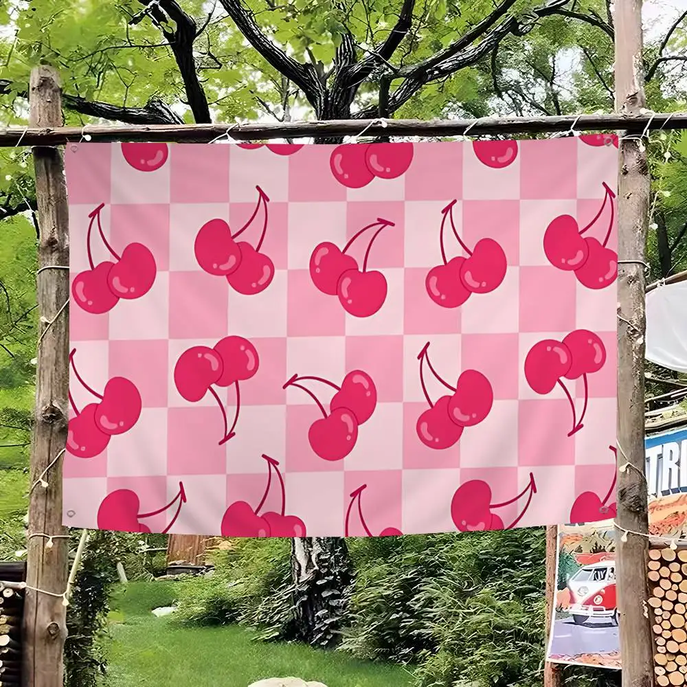 Cherry Simple Classic style Small Size Cheerleading Banner Hand Pulled Flag Outdoor Atmosphere Flags