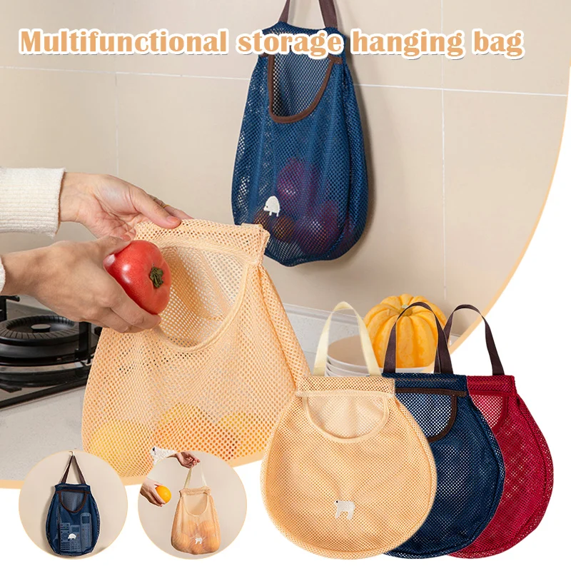 

Fruit And Vegetable Storage Net Bag Multifunctional Hanging Portable Storage Bag Reusable Kitchen Hanging Mesh Bag