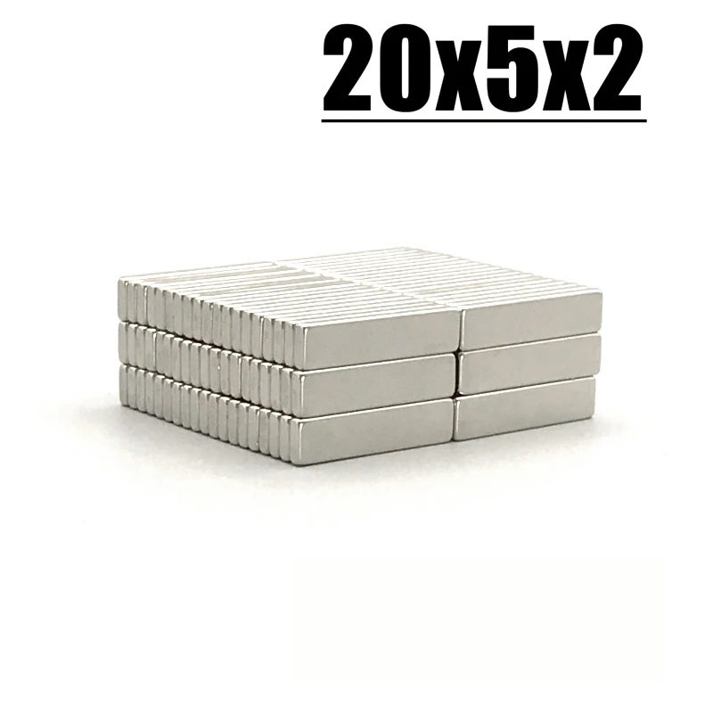 20*5*2mm Magnet 10-1000pcs N35 NdFeB Permanent Magnetic Imanes Neodymium Magnet Fridge Magnets 20x5x2mm Magnet Accessory
