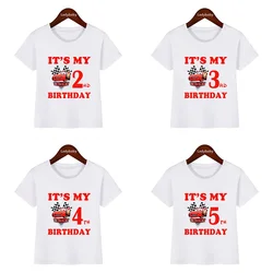 Disney Car Pixar Lightning McQueen Print Kids Clothes It's My 1 2 3 4 5 6 7 8 9 Years Birthday Boys Girls T shirt Baby T-Shirts