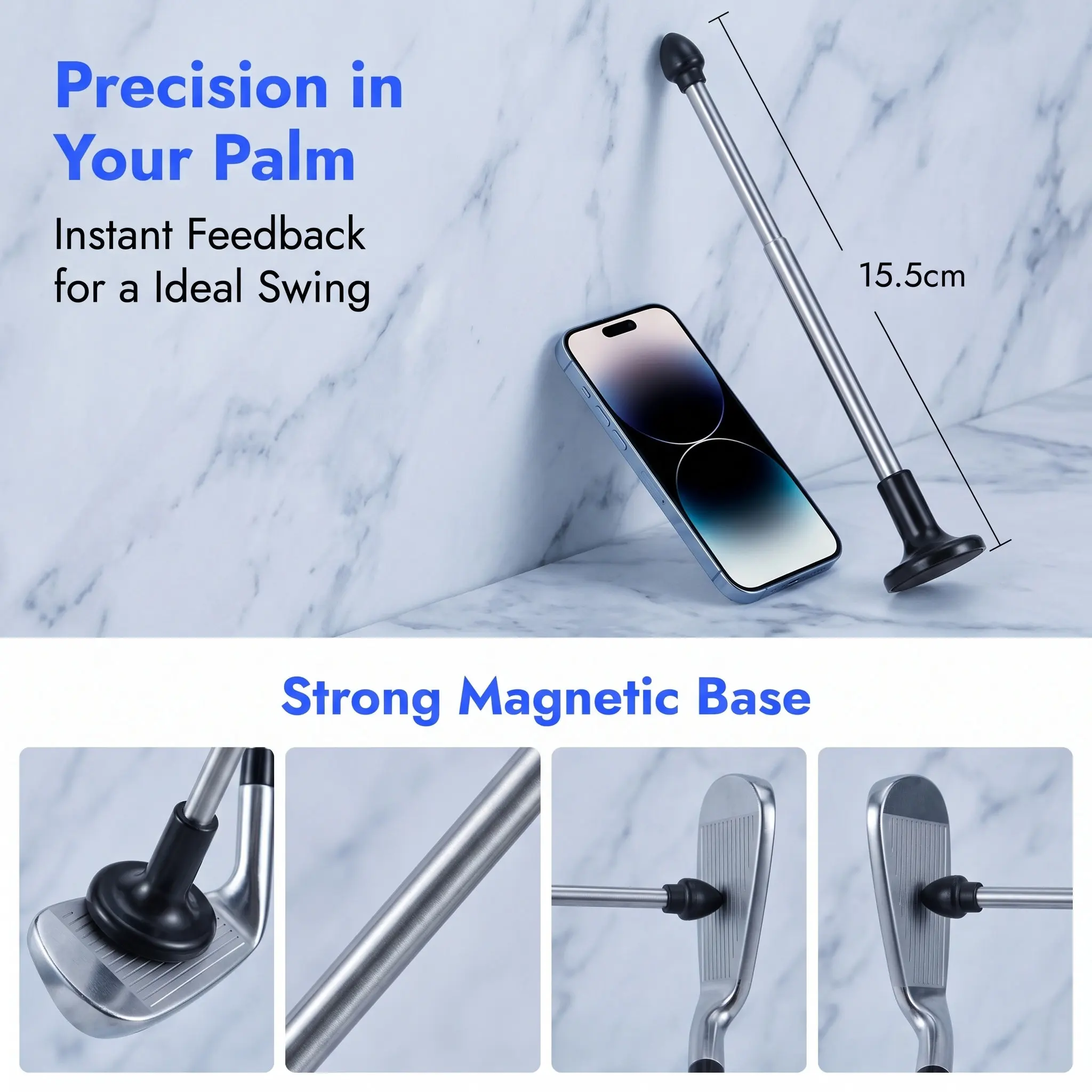 1Pcs Alignment Rod Club Swinging Magnetic Aid Trainer Golf Swing Direction Correction Stick Adjustable Stainless Steel Training