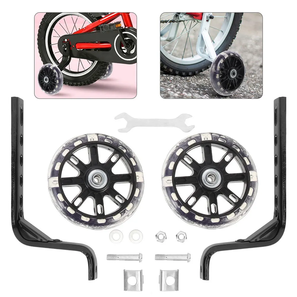

2Pcs Bike Training Wheel Stabilizers Durable Safe Flashing Wheels for Beginners Easy Installation Bike Training Wheel