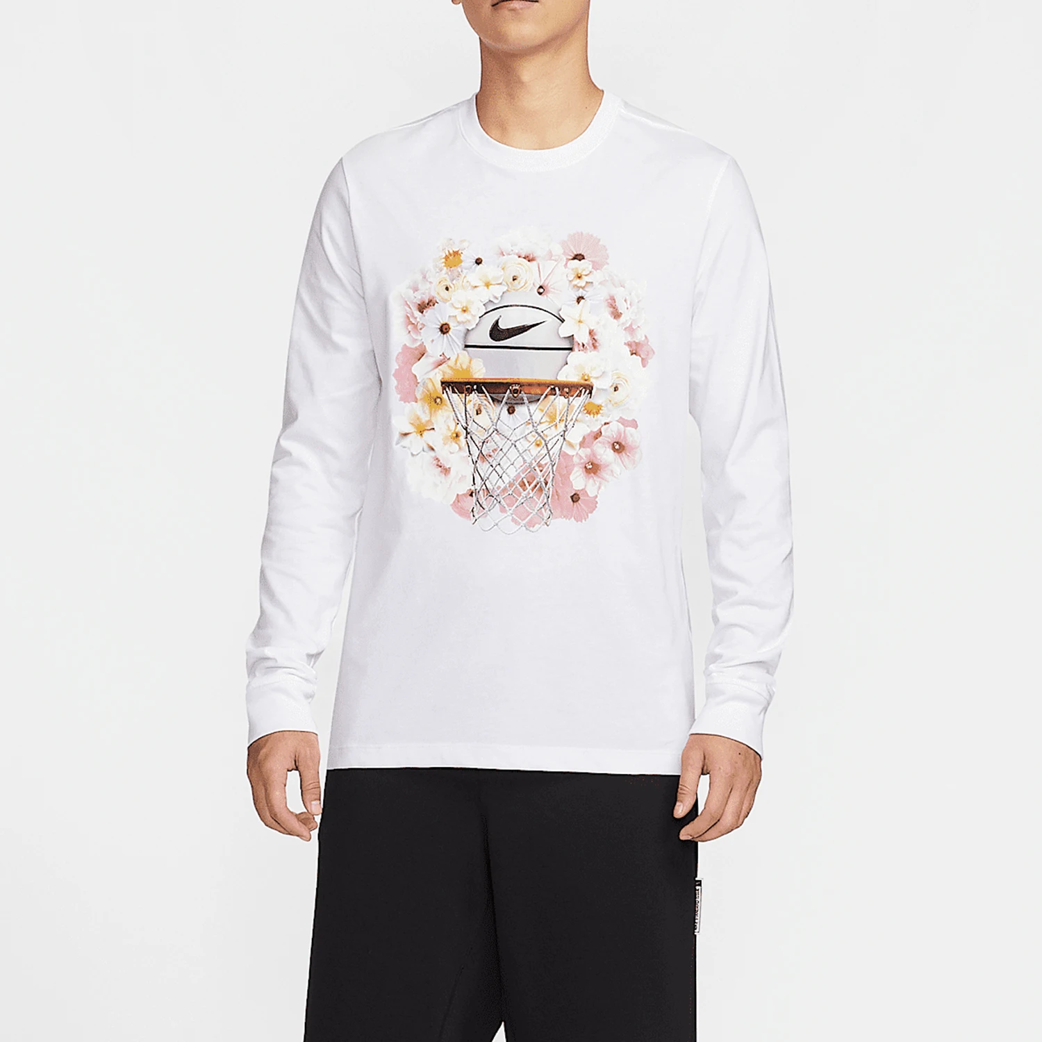 

Официальная новая мужская дышащая футболка с длинными рукавами и принтом Nike для тренировок по баскетболу HJ3349-100