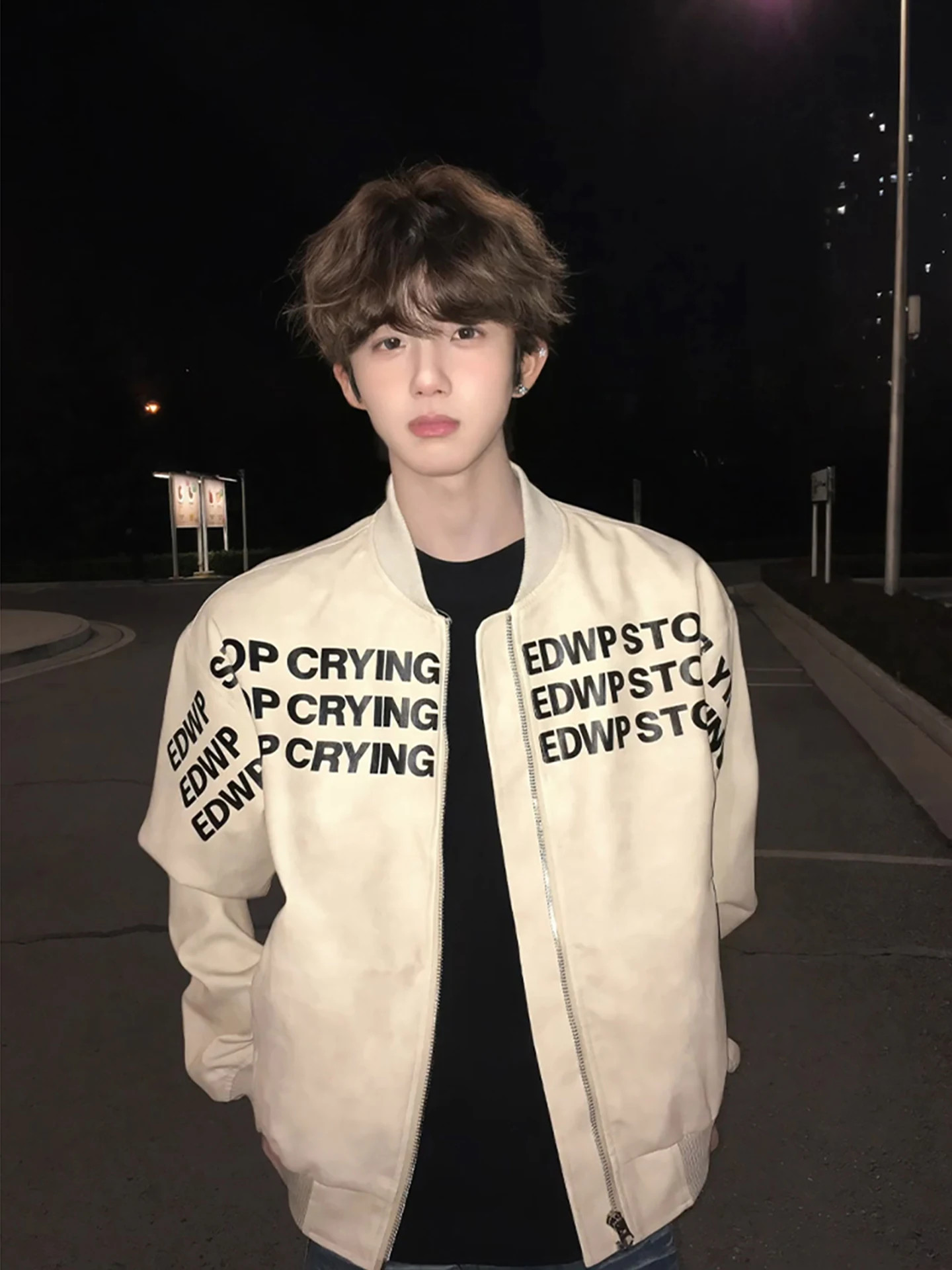 

American Sle Baseball Jaet Men's Spring Autumn High Street Hiphop High Quali Flight Jaet Coat Letter Print Loose Fit