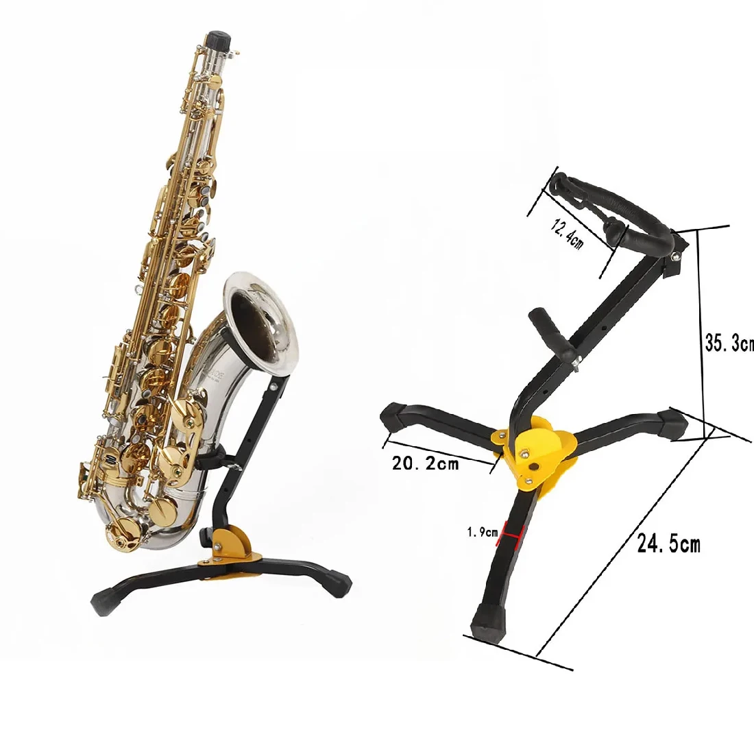 ﻿ ﻿ ﻿ Portable Foldable Alto/Tenor/Soprano Saxophone Stand Aluminum Alloy Support Folding Stand Woodwind Instrument Parts Access