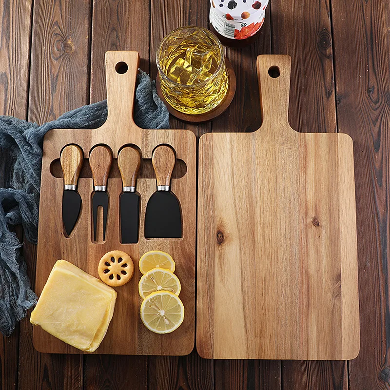 Wooden Charcuterie Cheese Serving Board with Knives Forks,Wood Chopping Block,Cutting Board,Kitchen Gadgets,Durable Easy Clean