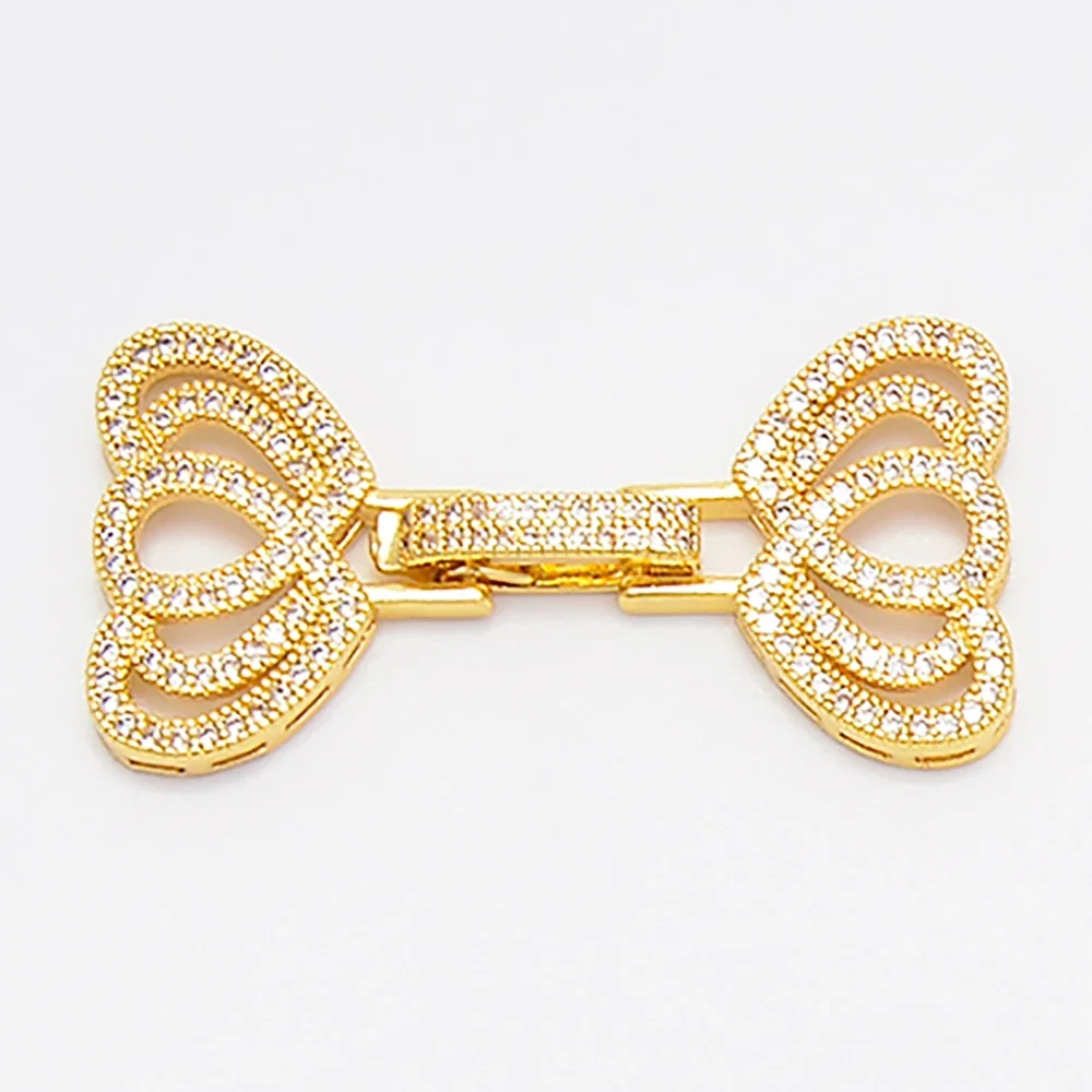 Heart Shape Flower Connector for Clavicle Chain Necklace Making Diy Bracelet Jewelry Accessories Pave Zircon Brass Connect Clasp