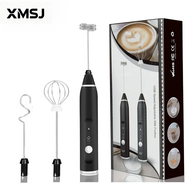 

Портативный мини-вспениватель молока, беспроводной ручной блендер с USB электрической кофеваркой, миксер-венчик для капучино, вспениватель молока