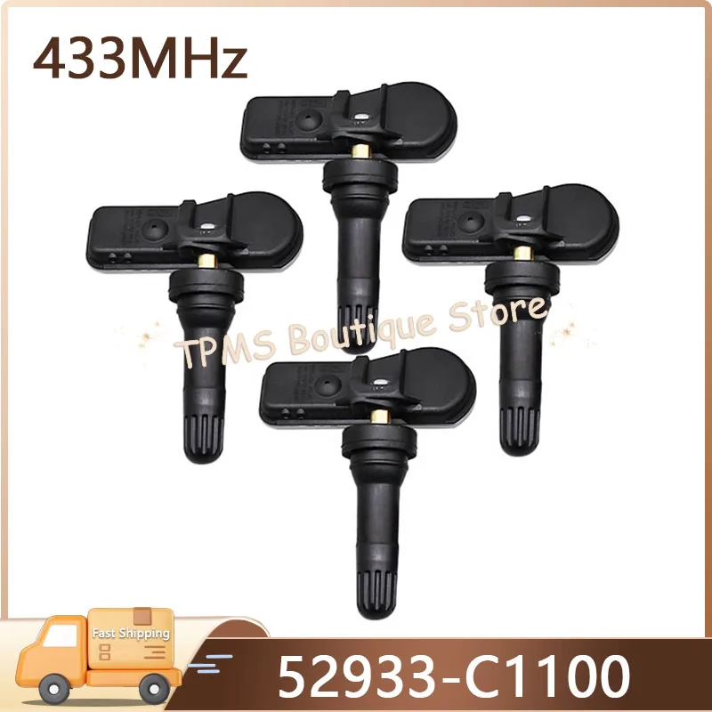 

52933-C1100 Tyre Pressure Sensor For Hyundai Sonata Nexo Tucson ix35 I20 Kia K9 Telluride 4pcs 433MHz TPMS Tire Sensor