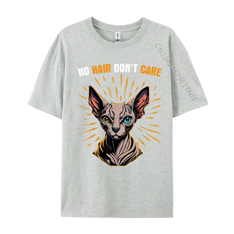 No Hair Don it Care funny quote Cute Hairless Sphynx Cat New Arrival Male Tops Shirt Street Funny Tshirts Cotton