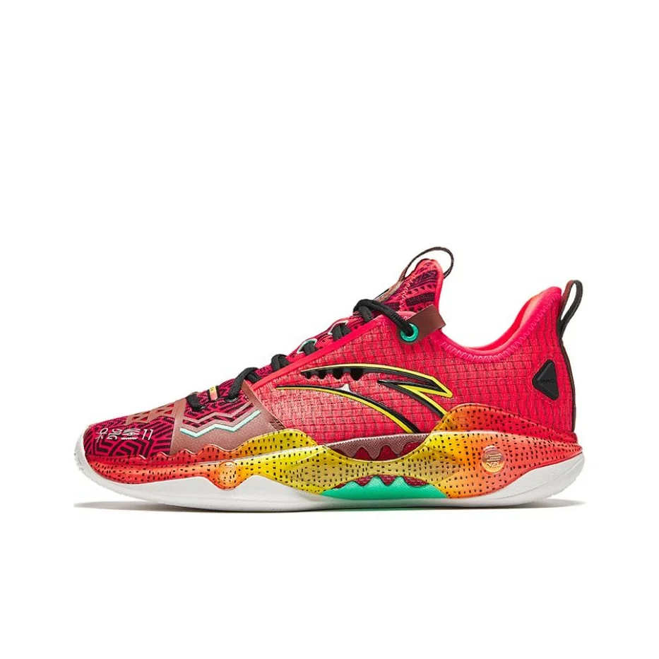 Anta Shock Wave 5 Pro Strength Cushioning, Wear Resistant Low top Basketball Shoes Men's Red 112411111S-3
