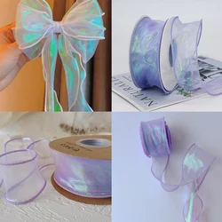 1 Roll Fishtail Yarn Ribbon Bouquet Packaging Material Flower Baking Lace Ribbon Wave Chiffon Yarn Gift Strap Wedding Decoration