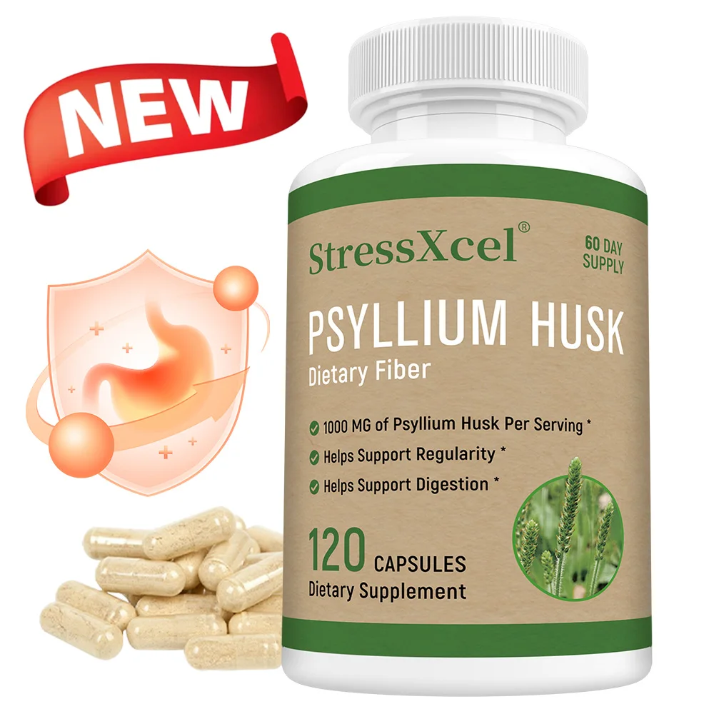 

Organic Psyllium Husk Vegetarian Capsules, Beneficial for Gut Health, Help with Regular Bowel Movements and Digestive Health