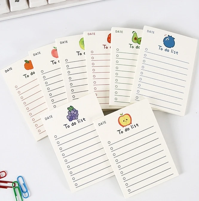 Bloc de Notas con 50 Hojas de Frutas Bonitas, Notas Adhesivas Kawaii para Listas de Tareas, Diario para Niñas, Material Escolar Decorativo DIY
