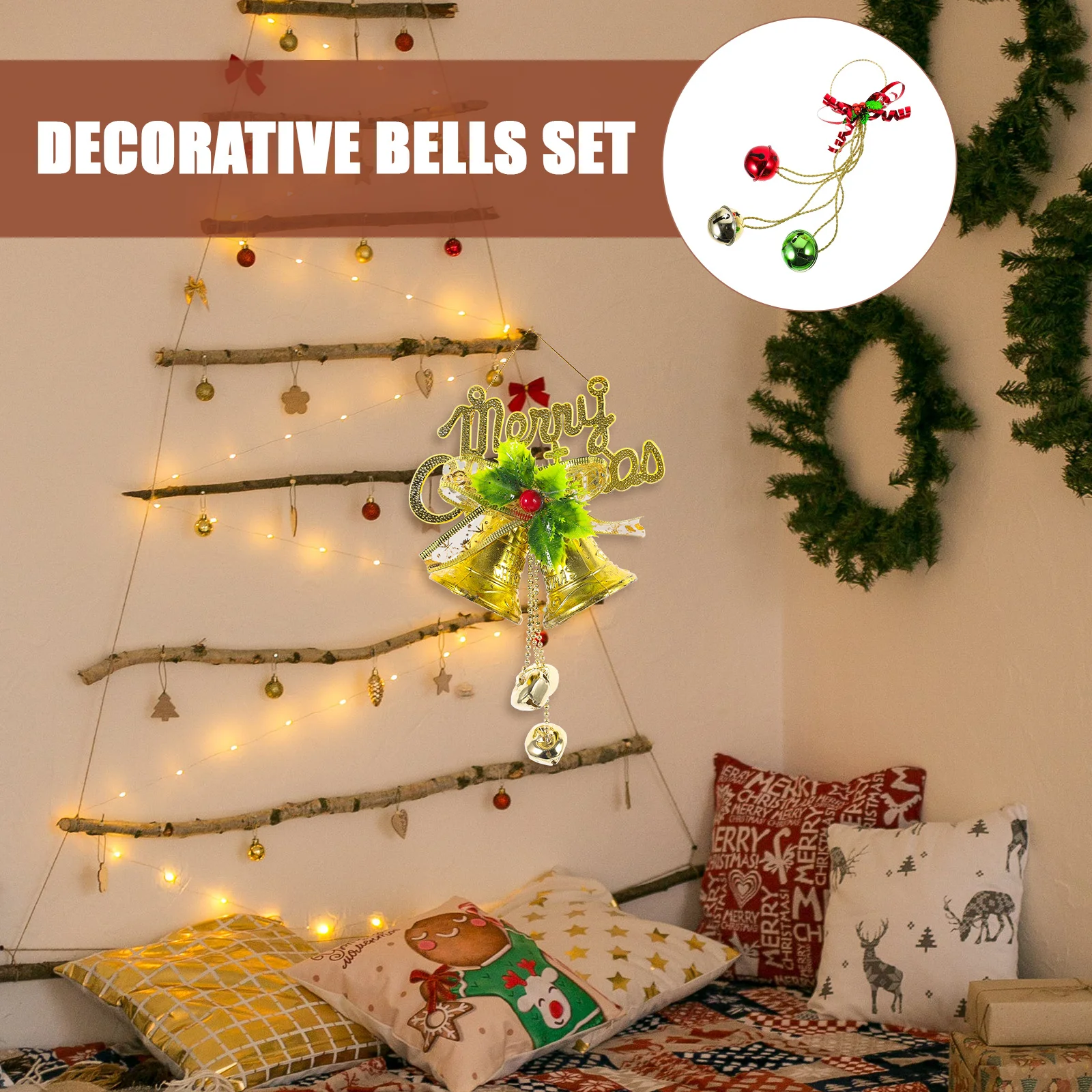 

1Pcs Christmas Bell Pendant Decorative Hanging Xmas Festival Wall Hanging Bell Decor for Party Christmas Bells