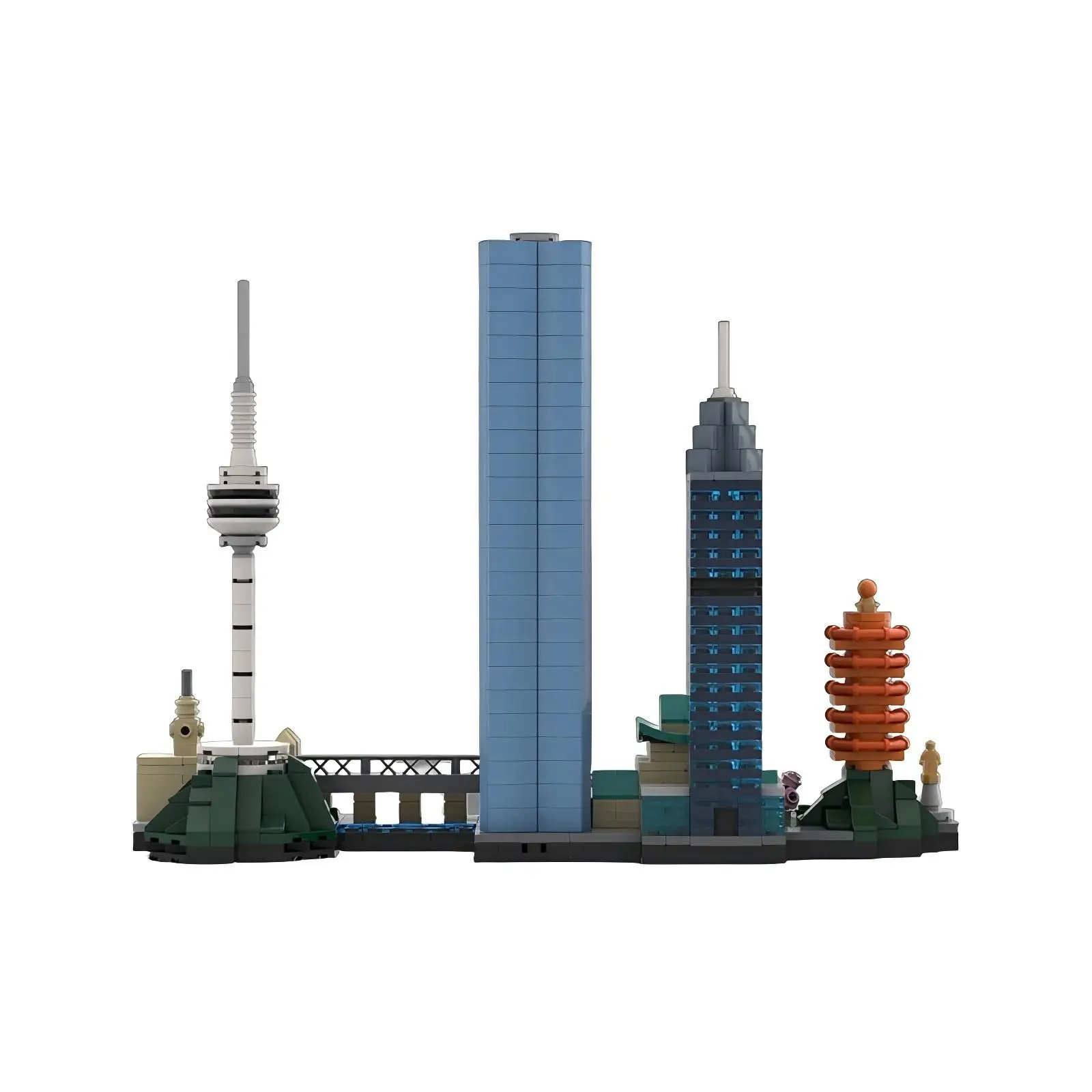 도시 건축 시리즈 빌딩 블록 MOC 우한 스카이라인 TV 타워 스트리트 뷰 모델 DIY 어린이 조립 장난감 성인 생일 선물