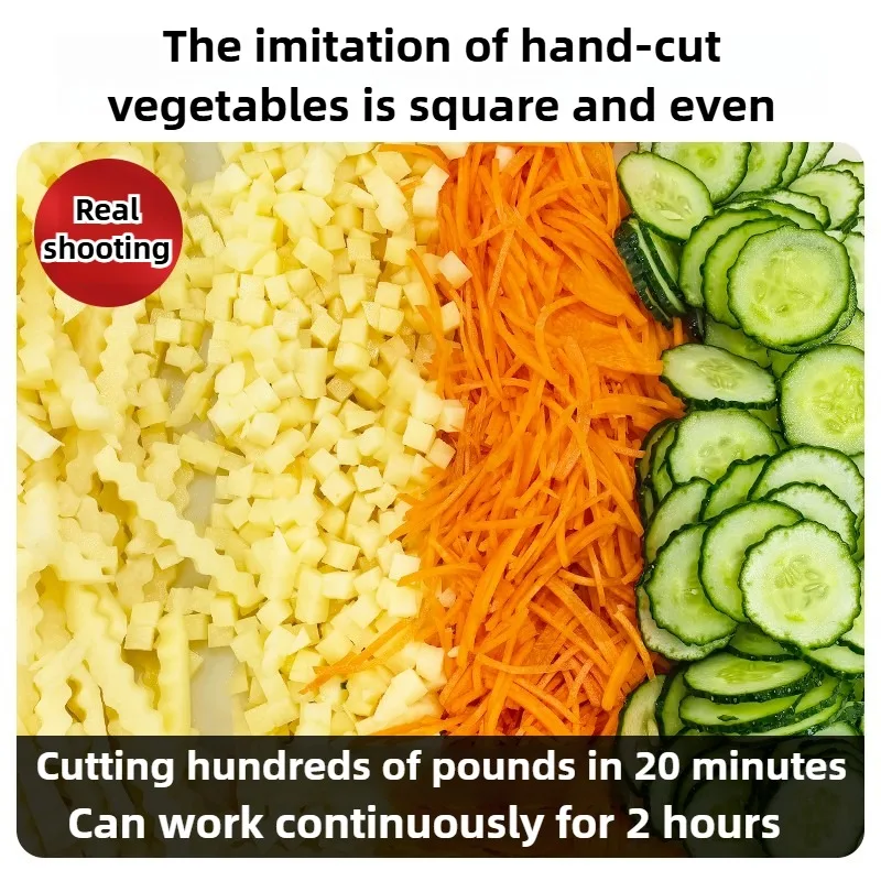 

2025 New Commercial Double Spout 4-in-1 Multifunctional Vegetable Cutter Dicing Shredding Slicing Strip Cutting Machine