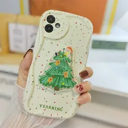 Korean Christmas Tree Stand Case For Samsung Galaxy A55 5G A15 A54 A16 A35 A24 A14 A25 S25 S24 Ultra S22 S21 Plus S20 S23 FE