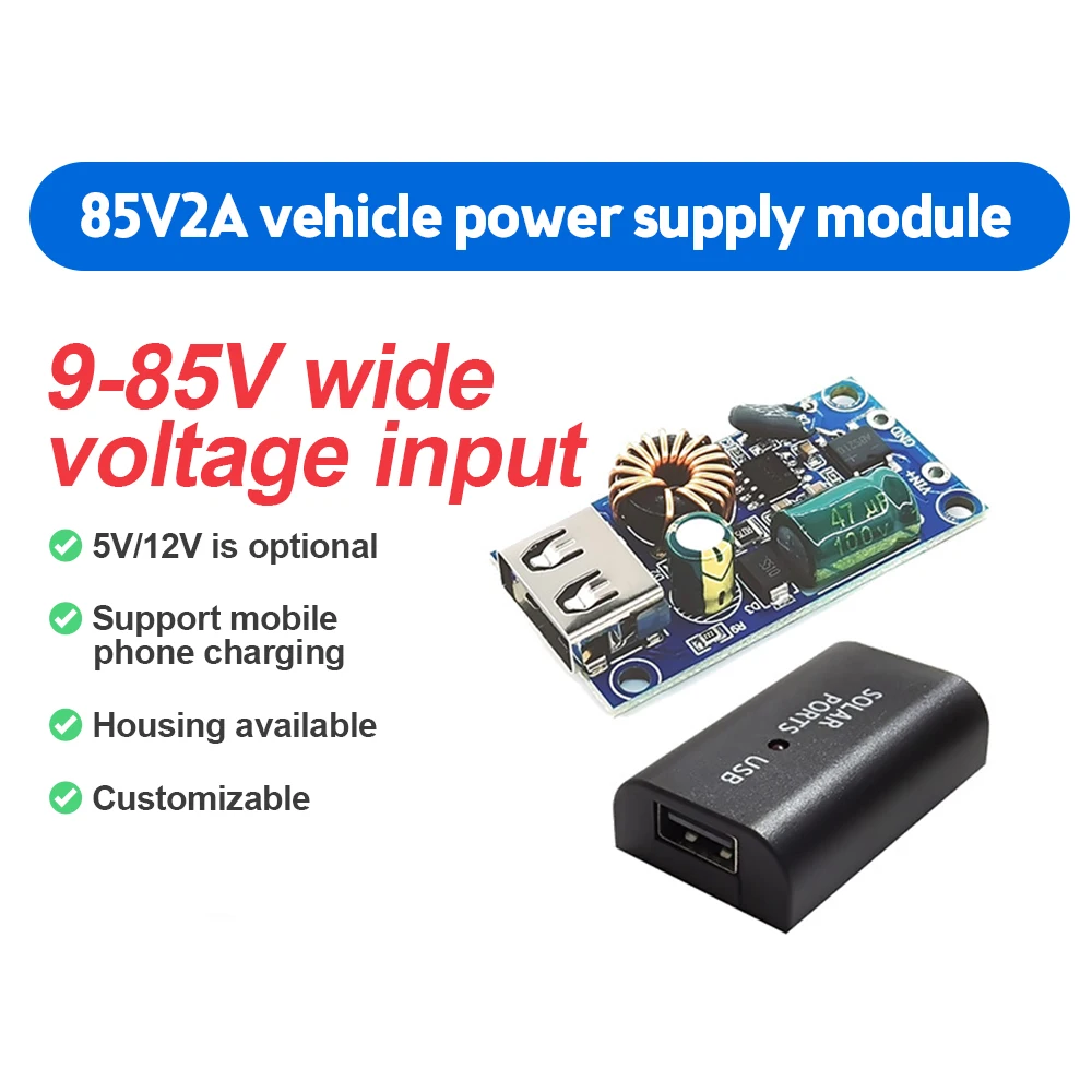 12V 24V 48V 60V 72V DC-DC Step Down Buck Converter 5V 2A USB Charging Board Module for Car Mobile Phone Power Supply Charger