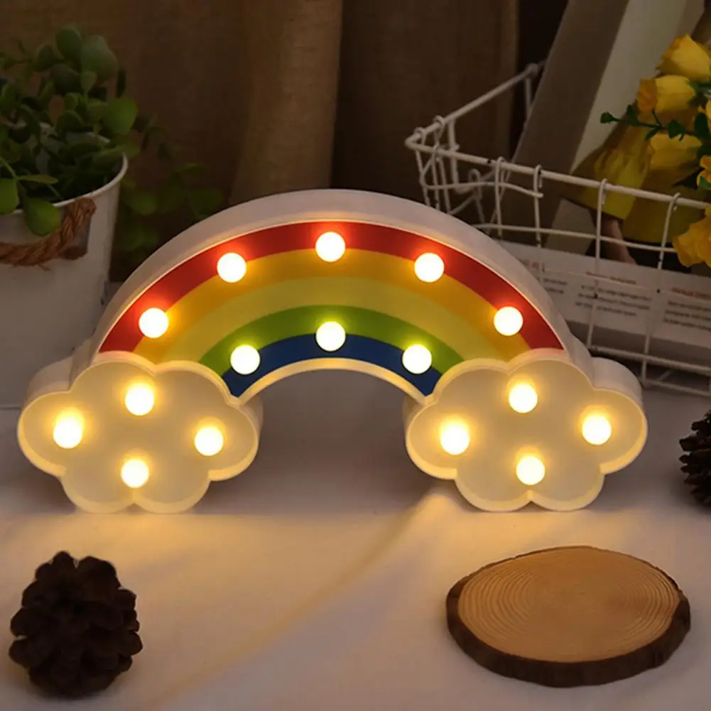 침실용 테이블 램프, 3D 레인보우 LED 야간 조명, 부드러운 조명 네온 사인, 매달린 구멍, 데스크탑 장식