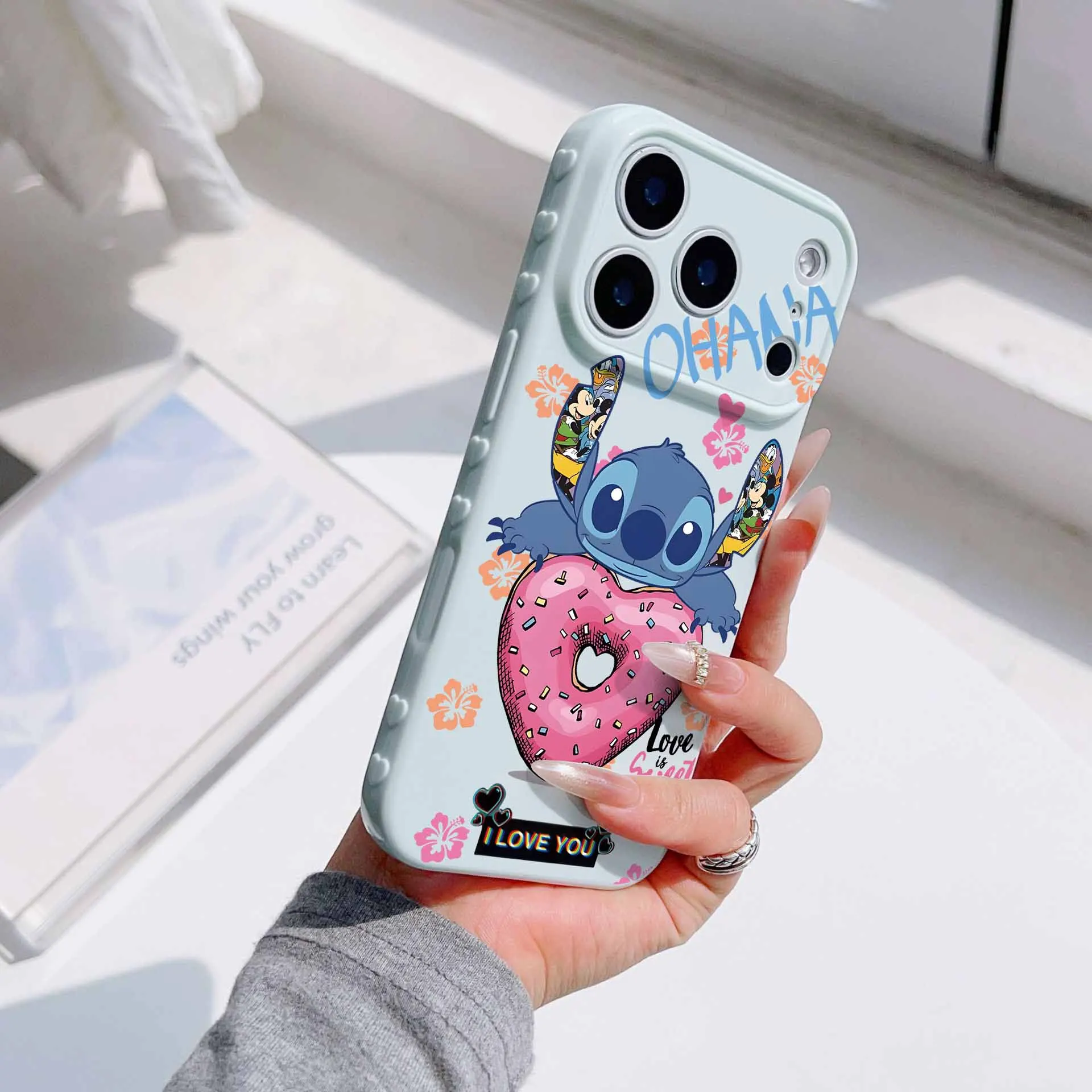 Fashion New Style Stitch For Apple iPhone 17 16 15 14 13 12 Mini 11 Pro Max Bubble Heart Cover Funda Silicone Soft Phone Case view 4