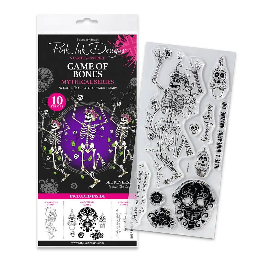 2026 Halloween Game of Bones Clear Stamps for DIY Scrapbook Embossed Handcraft Paper Card Craft Template Supplies Decoration
