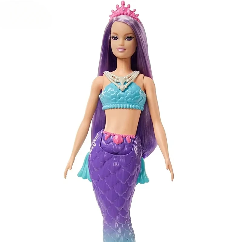 Original Barbie Dreamtopia sirena muñeca misterio princesa Dressup Color púrpura pelo cola de pez Tiara niños juguetes para niñas regalo juego