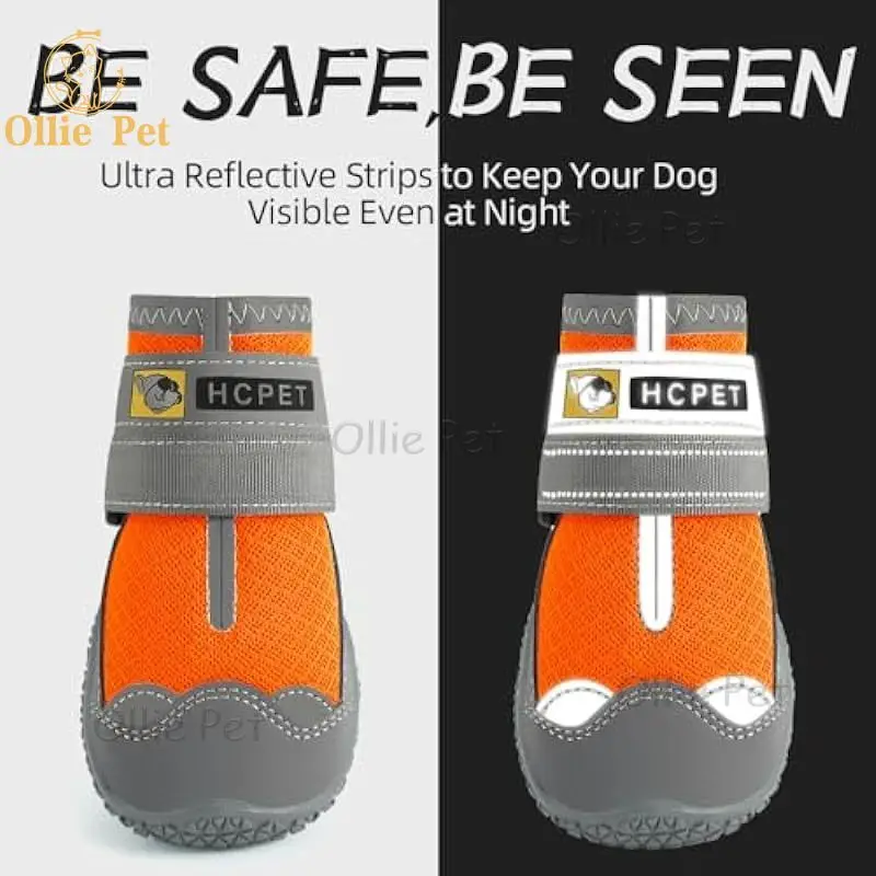 4PCS Outdoor Dog Walking Shoes Waterproof Dog Boots Hot Pavement Snow Hiking Anti-slip Footwear Breathable for Medium Large Dog