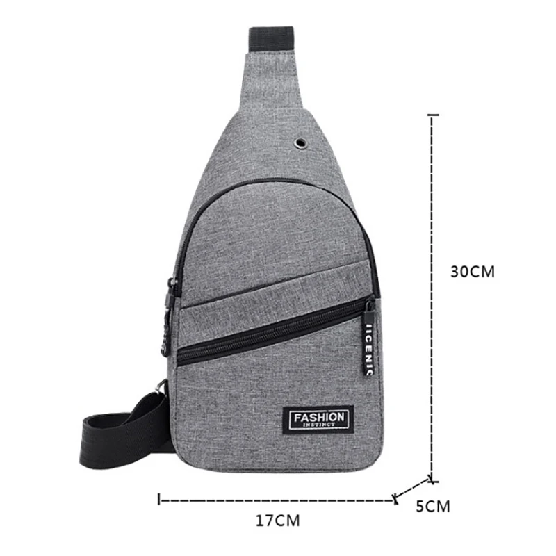 Multifunctional Chest Bag Men\'s Fashion Trend Oxford Cloth Shoulder Bag Crossbody Bag Casual Sports Chest Bag With Headset Hole