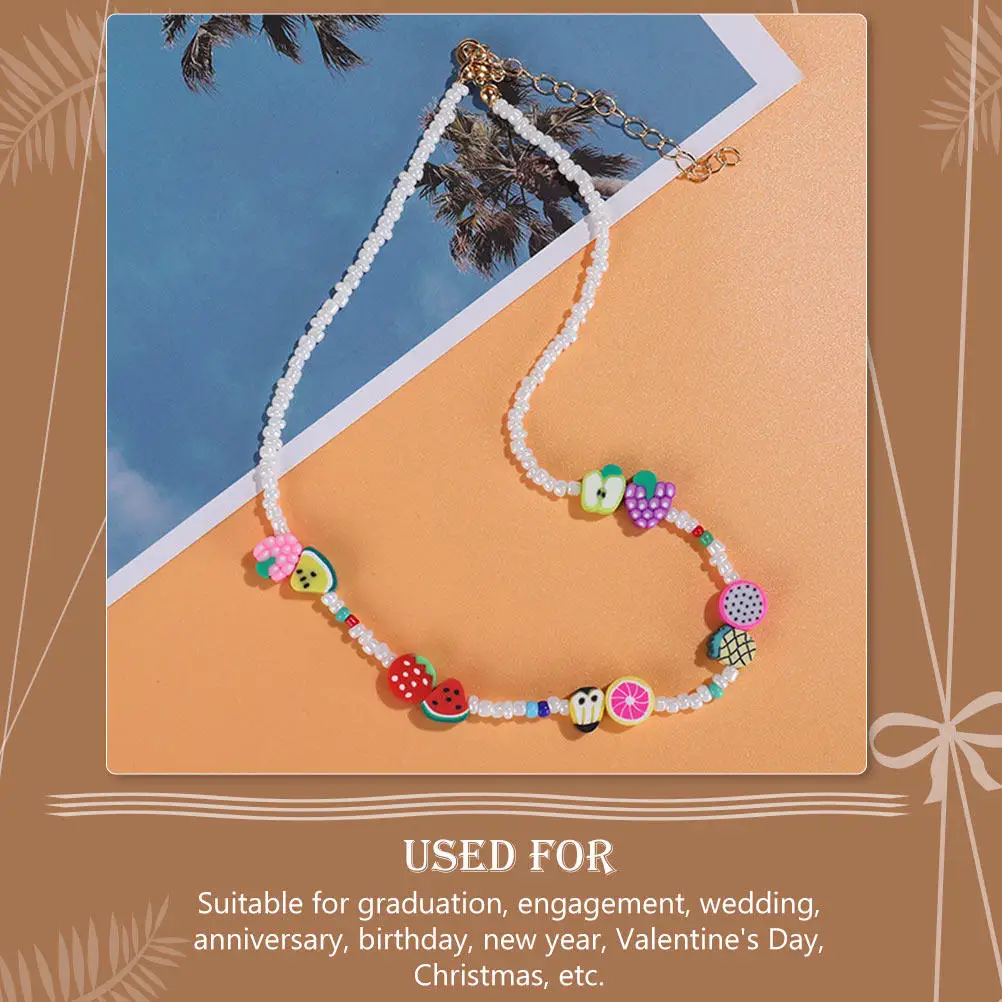 Bohemian Fruit Design Beaded Necklace Women Clavicle Chain Delicate Eye Catching Fashion Jewelry for Graduation Valentine