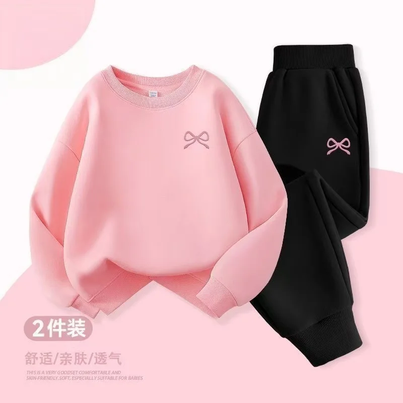 Autumn Baby Girl Clothes Set Children Bow Printing Top And Pants Bottom Two Pieces Long Sleeved Cotton Fashion Set