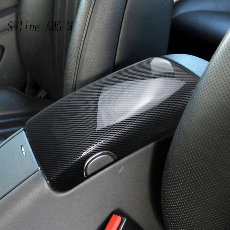 

For Mercedes Benz W219 CLS Class 2003-2011 Car Sticker Stowing Tidying Armrest Box Panel Carbon fiber Cover Interior Accessories