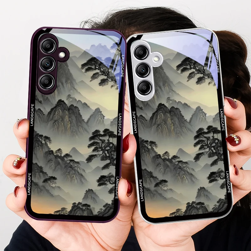 

Mountain View Trees for Samsung Galaxy A01 02 03 Core A04 A14 4G A13 54 34 31 20 25 23 22 5G S21 Ultra S20 glass phone case