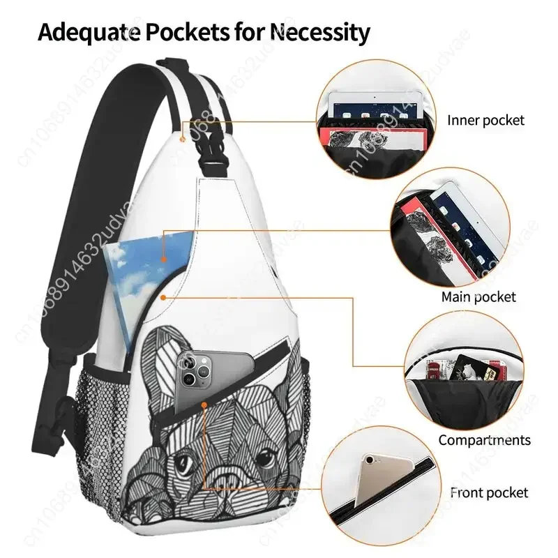 Mochila informal de Bulldog Francés para ciclismo, Camping, para amantes de los perros Frenchie, mochila cruzada en el pecho, mochila de hombro