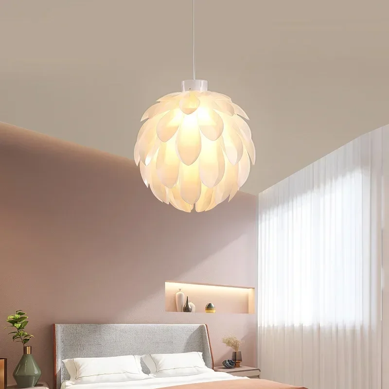 Modern Pendant Light White Children's Bedroom Living Romantic Nordic Girl Lighting Restaurant Petal Pine Cone Hanging Decor Lamp