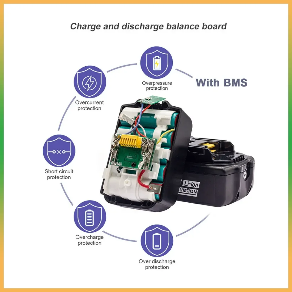 Imagem -04 - Makita Ferramenta de Iões de Lítio Recarregável Bateria de Substituição 18v 6000mah Bl1860 Bl1830 Bl1850 Bl1860b 100 Original