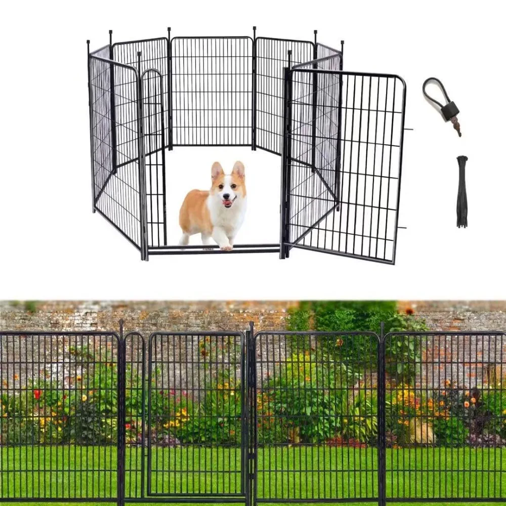 

Tall Garden Fences and Borders for Dogs, 4.6ft High Dog Fence, 6 Panels Total 13.3 Ft Long, Gate 21 Inches Wide, Customized