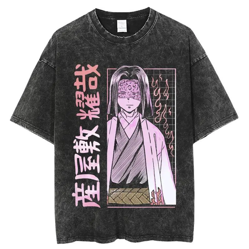 

Demon Slayer Washed T Shirt Kanao Tsuyuri Printed Cotton Short Sleeve Unisex Casual Anime Harajuku Tops