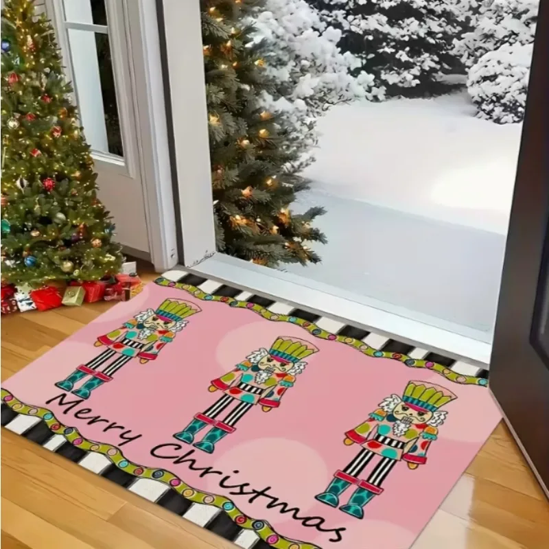 Friendly Large Area Floor Mat with Nutcracker Green Plush Floor Mat Room Christmas Christmas Carpet Christmas Living Room Carpet