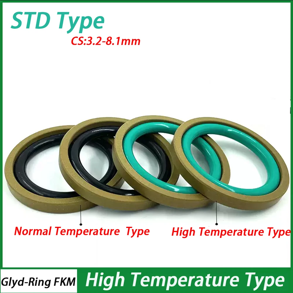 High Temperature Type STD Shaft ST Sealing Ring Hydraulic Cylinder PTFE +FKM O-Ring Oil Seal Thickness 3.2~8.1mm OD16-140mm