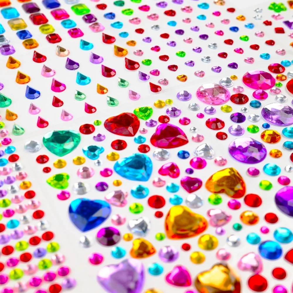 

3500pcs Gem Stickers Jewels for Crafts，12 Sheets Rhinestone Stickers for DIY Craft，Stick on Gems Rhinestones for Crafts