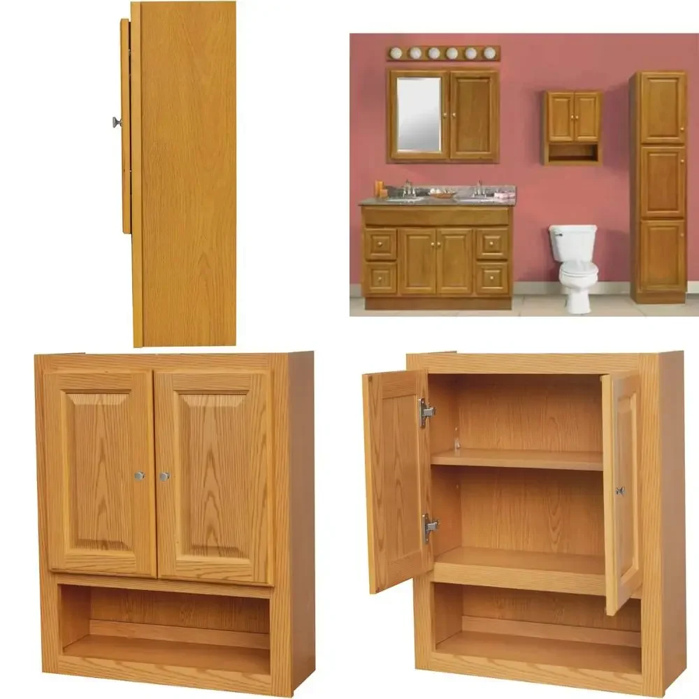 

Элитный настенный шкаф для ванной комнаты из дубового шпона с рельефной панелью